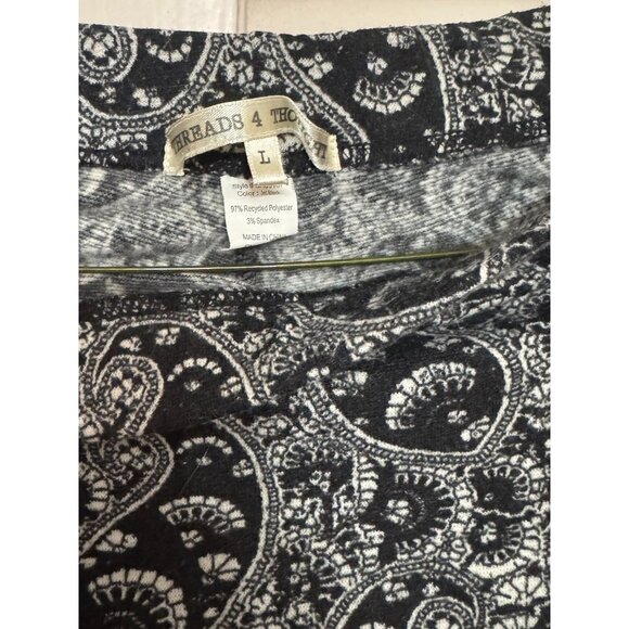 Women's THREADS 4 THOUGHT Brand Black/white Graphic Leggings size L - Picture 3 of 4